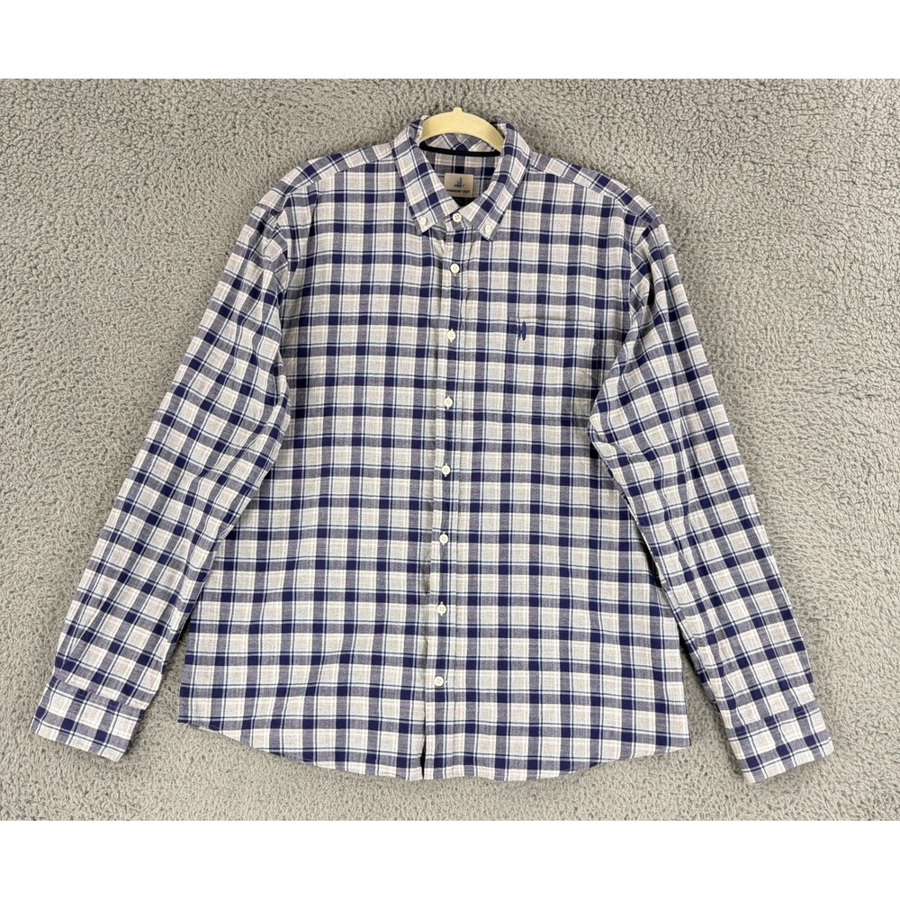 Johnnie-O Hangin Out Shirt Mens XL Blue Plaid JMWL2720 Abyss Long Sleeve Button